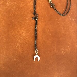 Kim Lee Ozawa jewelry mini sterling silver arch diamond cut gunmetal 18” chain